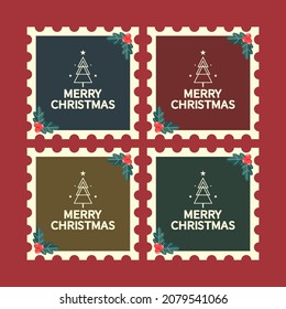 Christmas beautiful cheerful cute stamp. Christmas tree vector. Christmas tree stamp. icon.