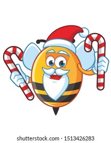 christmas bee mascot character vector design