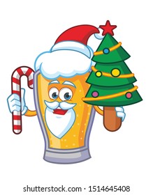 christmas beer cartoon mascot character vector