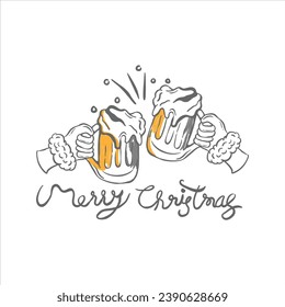 Christmas beer, party, christmas day, vector illustration