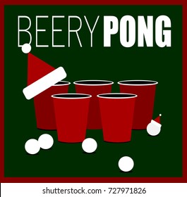 christmas beer pong design with santa hat