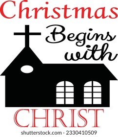 Christmas begins with christ EPS file for cutting machine. You can edit and print this vector art with EPS editor.