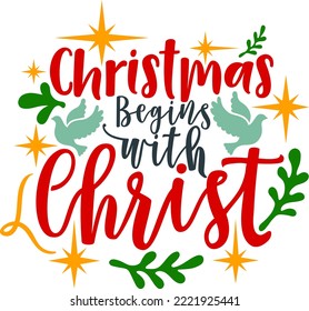 christmas begins with christ. Matching Family Christmas Shirts. Christmas Gift. Family Christmas. Sticker. Card.