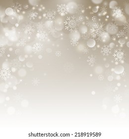 Christmas beige background with snowflakes. vector illustration