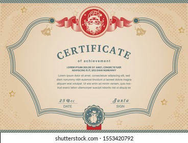 Christmas beige certificate with red Santa Claus and Rat in stamp.