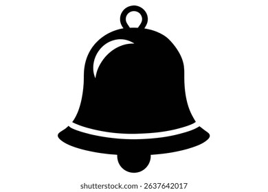 Christmas bell black clip art on white background.