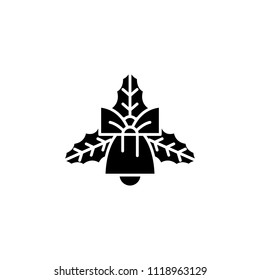 Christmas bell black icon concept. Christmas bell flat  vector symbol, sign, illustration.