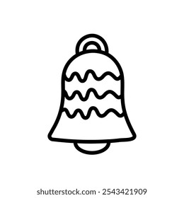 christmas bell black line icon, holiday symbol, editable stroke vector design element