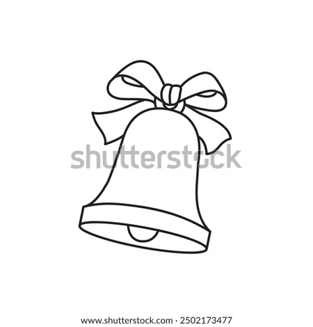 christmas bell black and white bell. Coloring book page, simple clip art  New year holiday themed vector icon, sticker, patch, label, sign, badge 