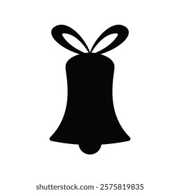 Christmas bell black and white flat vector icon and symbol design