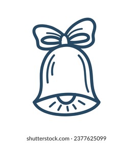 Christmas bell with a bow. Hand doodle illustration isolated on a white background. christmas gift