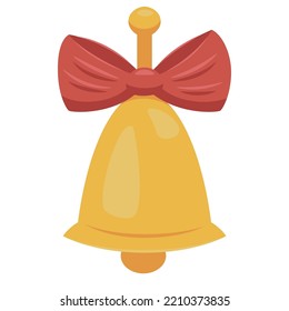 christmas bell with bow holiday flat vector