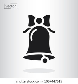 christmas bell with bow icon - sign vector illustration of Eps10