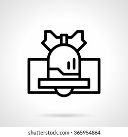 Christmas bell with bow. Jingle bell symbol. Black simple line style vector icon. Web design element for website and mobile app.