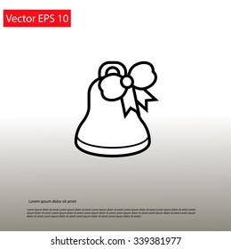 Christmas bell with bow. Line design element