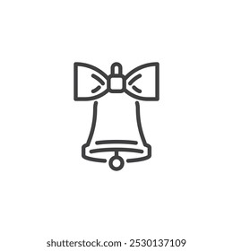 Christmas Bell with Bow line icon. linear style sign for mobile concept and web design. Jingling bell outline vector icon. Symbol, logo illustration. Vector graphics