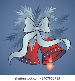 Campana de Navidad con Bow Vector Illustration EPS10 Feliz Navidad, símbolo, fiesta, religión.