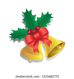 christmas bell with bowntie on white isolated background. Vector image. Design element esp 10