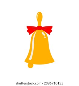 Christmas bell in a cartoon flat style, isolated on a white background. Vector illustration