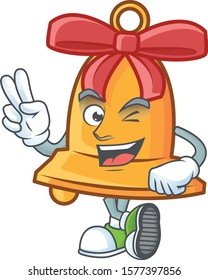 Christmas bell Character cartoon style with two fingers