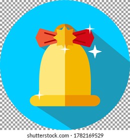 Christmas Bell Circle Icon Flat Color Long Shadow