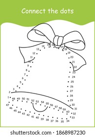 Christmas bell connect the dot, Connect the dots christmas theme worksheet for kindergarten kids