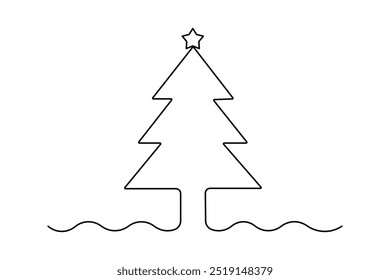 Campainha de Natal contínuo um desenho de linha e esboço de traço editável