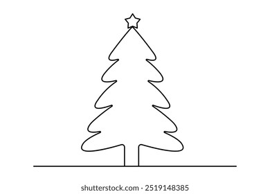 Christmas bell continuous one line drawing and outline editable stroke