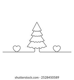 Christmas bell continuous one line art drawing of outline vector design
