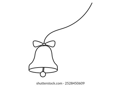 Navidades Bell Dibujo de arte de una línea continua de diseño de Vector de contorno