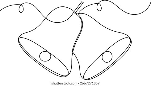 Navidades Bell Dibujo continuo de una línea en estilo minimalista Diseño de ilustración de contorno aislado