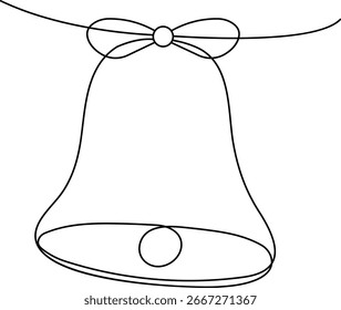 Navidades Bell Dibujo continuo de una línea en estilo minimalista Diseño de ilustración de contorno aislado