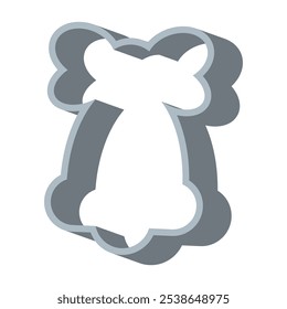 Christmas bell cookie cutter vector illustration isolated on a white background.