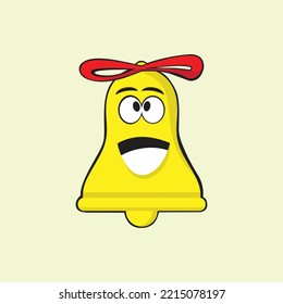 Christmas bell cute mascot character wearing ribbon
