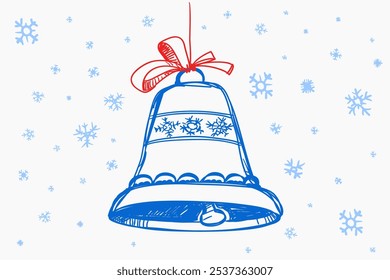 Christmas bell ddodle style vector illustration