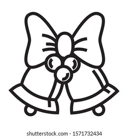 Christmas Bell decoration element with leaf icon vector illustration design symbol