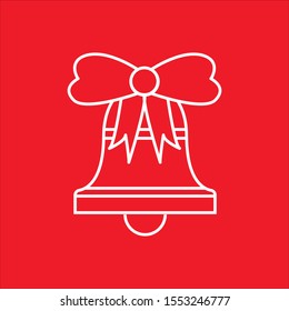 Christmas bell  element in flat simple style on red background.