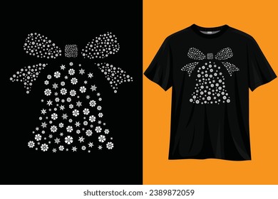 Christmas bell with element icons isolated on a black background, Christmas symbol, t-shirt Design.