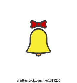 Christmas bell filled outline icon, line vector sign, linear colorful pictogram isolated on white. Symbol, logo illustration. Pixel perfect vector graphics