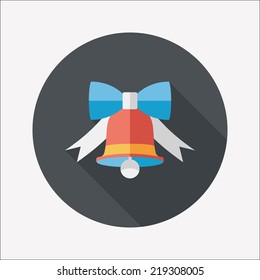 Christmas bell flat icon with long shadow,eps10