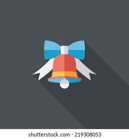 Christmas bell flat icon with long shadow,eps10