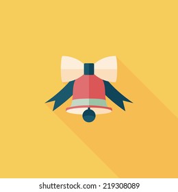 Christmas bell flat icon with long shadow,eps10