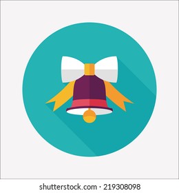 Christmas bell flat icon with long shadow,eps10