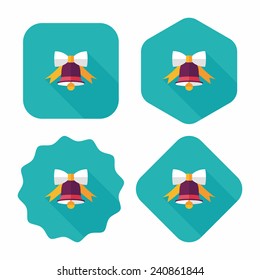 Christmas bell flat icon with long shadow, eps10