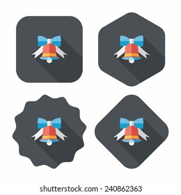 Christmas bell flat icon with long shadow, eps10