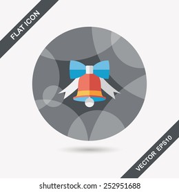 Christmas bell flat icon with long shadow,eps10