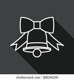 Christmas bell flat icon with long shadow, line icon