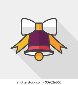 Christmas bell flat icon with long shadow,eps10