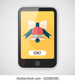 Christmas bell flat icon with long shadow,eps10
