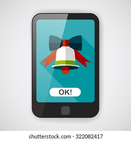 Christmas bell flat icon with long shadow,eps10